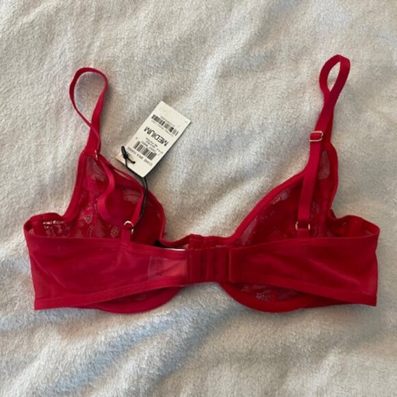 NWT INC Red Bra Underwire Unpadded Size Medium 34B 34C 36B Minimalist $20 - Picture 5 of 5